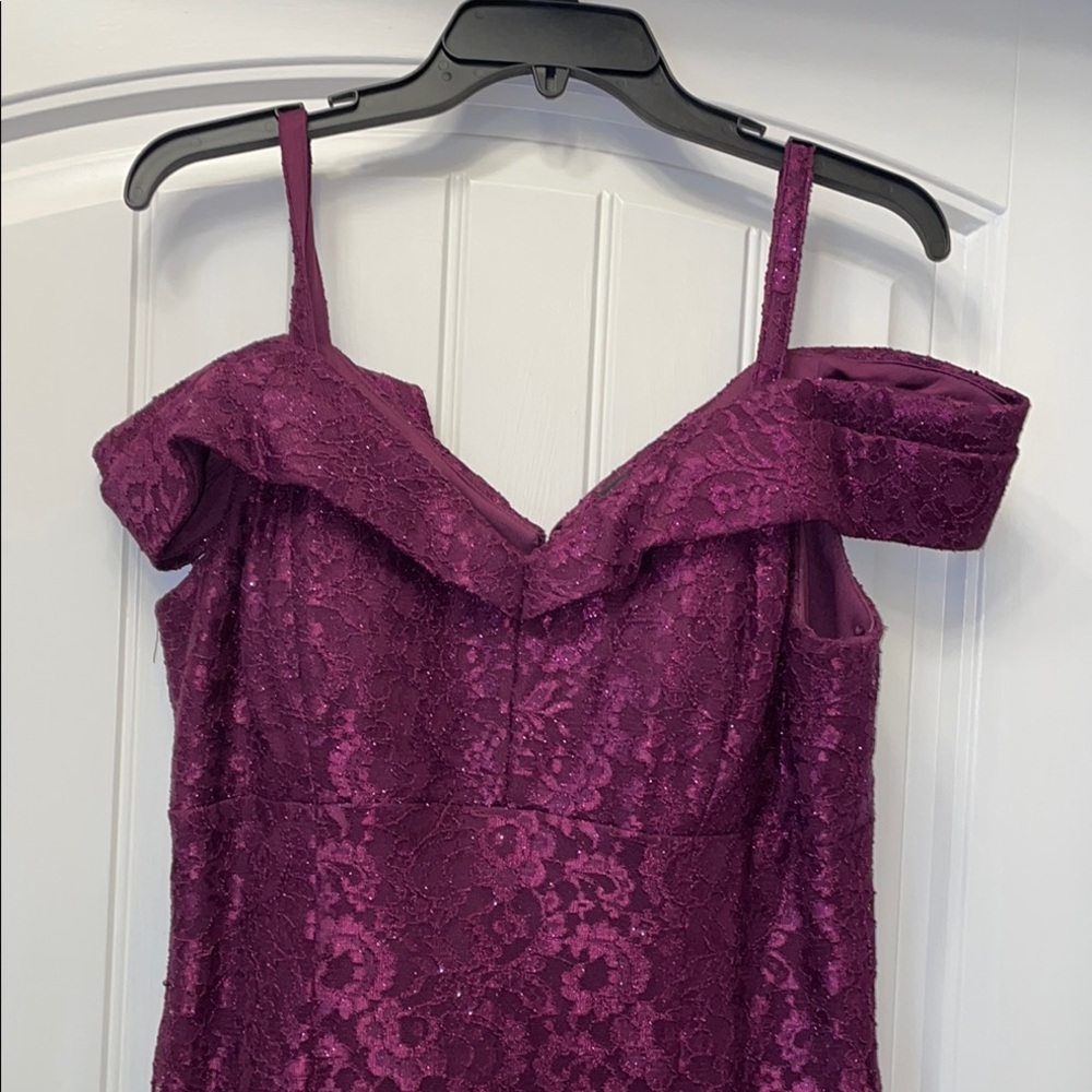 Elegant Purple Lace Off-Shoulder Dress